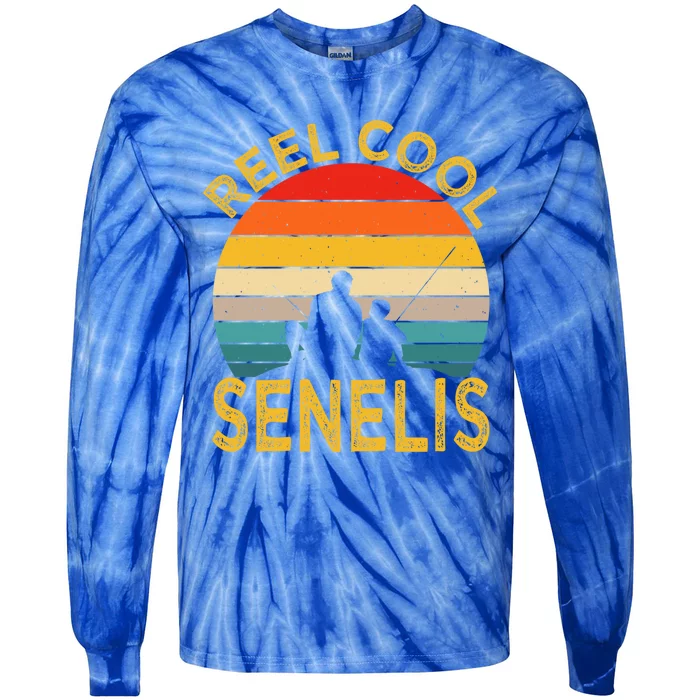 Reel Cool Senelis Fishing Daddy Vintage Grandpa Fathers Day Gift Tie-Dye Long Sleeve Shirt