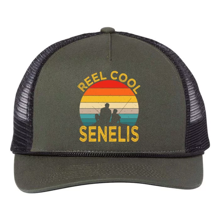 Reel Cool Senelis Fishing Daddy Vintage Grandpa Fathers Day Gift Retro Rope Trucker Hat Cap