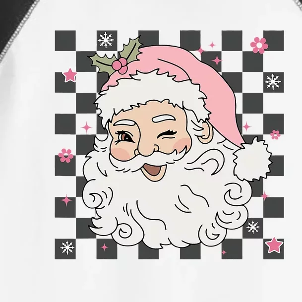 Retro Cute Santa Claus Pink Christmas Design Toddler Fine Jersey T-Shirt