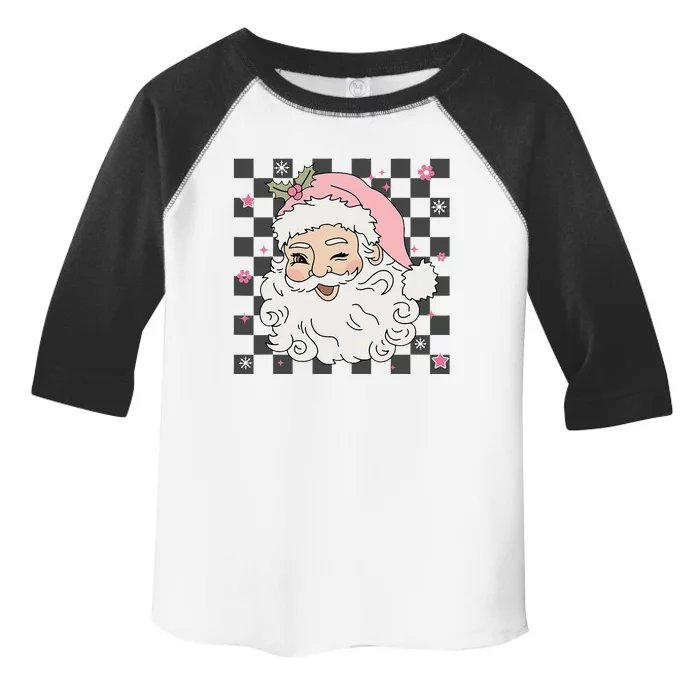 Retro Cute Santa Claus Pink Christmas Design Toddler Fine Jersey T-Shirt