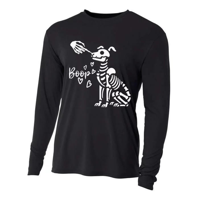 Retro Cute Skeleton Hand Boop Dog Cooling Performance Long Sleeve Crew