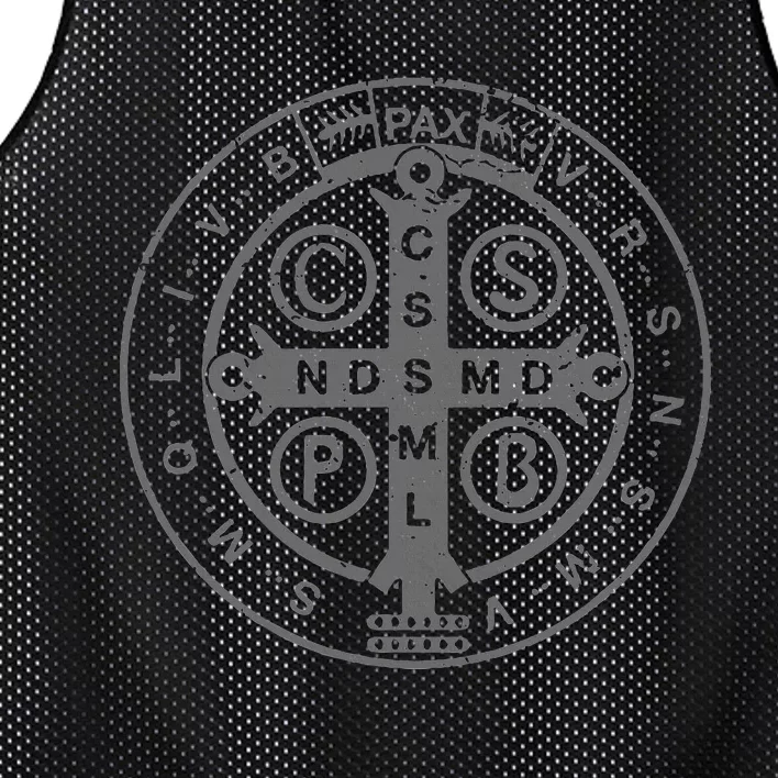 Religious Catholic St. Benedict Medal Christian Mesh Reversible Basketball Jersey Tank