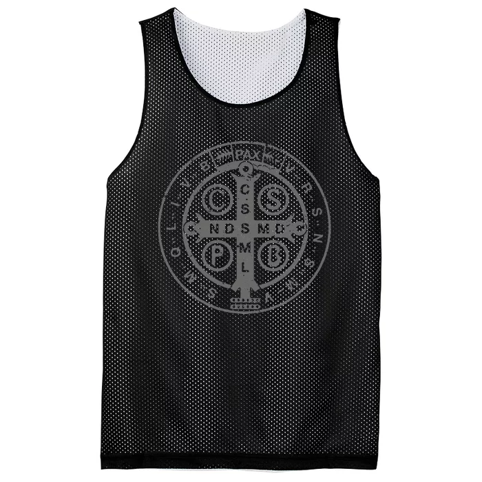 Religious Catholic St. Benedict Medal Christian Mesh Reversible Basketball Jersey Tank