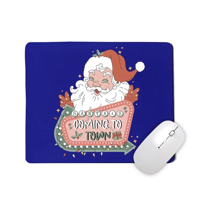 Retro Christmas SantaS Coming To Town Santa Claus Sleigh Gift Mousepad