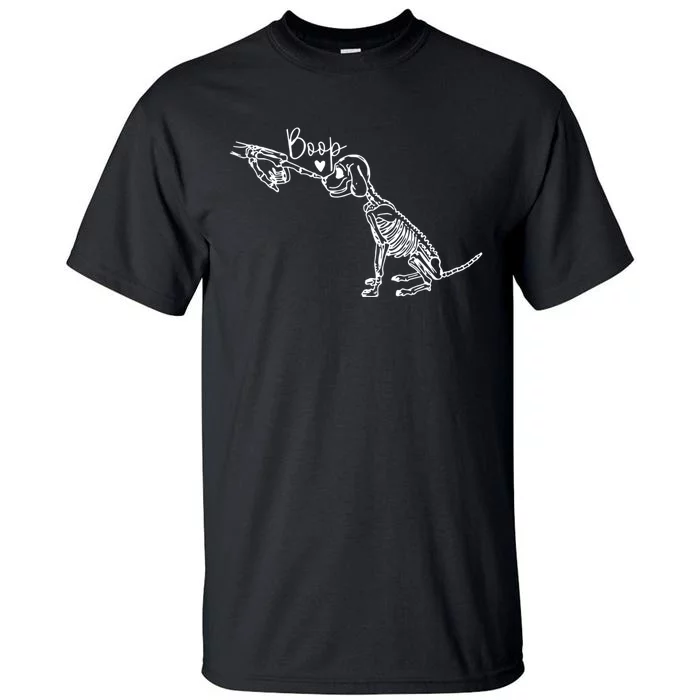 Retro Cute Skeleton Hand Boop Dog Funny Halloween Tall T-Shirt