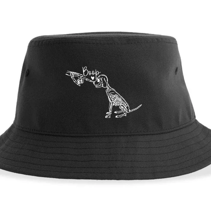 Retro Cute Skeleton Hand Boop Dog Funny Halloween Sustainable Bucket Hat