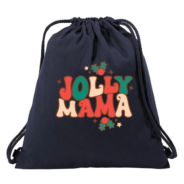 Retro Christmas Santa Clause Reindeer Jolly Tis The Season Funny Gift Drawstring Bag