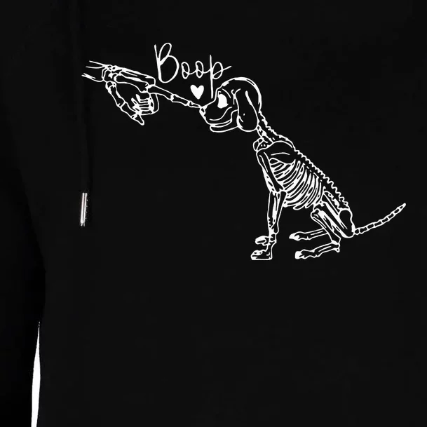 Retro Cute Skeleton Hand Boop Dog Funny Halloween Womens Funnel Neck Pullover Hood