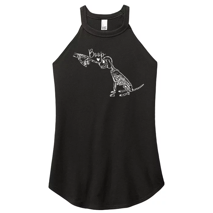 Retro Cute Skeleton Hand Boop Dog Funny Halloween Women’s Perfect Tri Rocker Tank