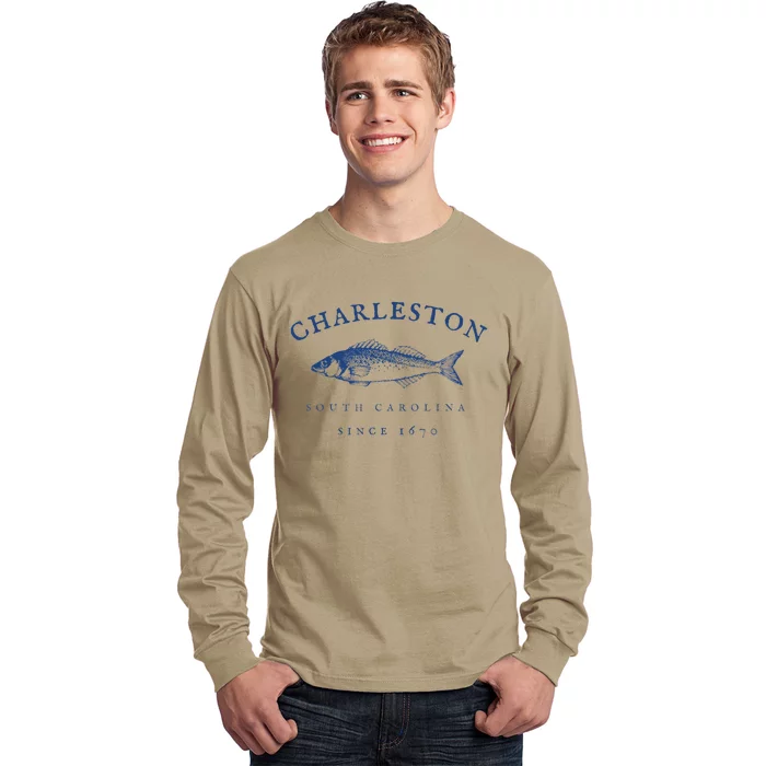 Retro Charleston South Carolina Fishing Long Sleeve Shirt