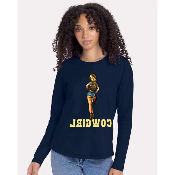 Reverse Cowgirl Sexy Lady Logo Womens Cotton Relaxed Long Sleeve T-Shirt