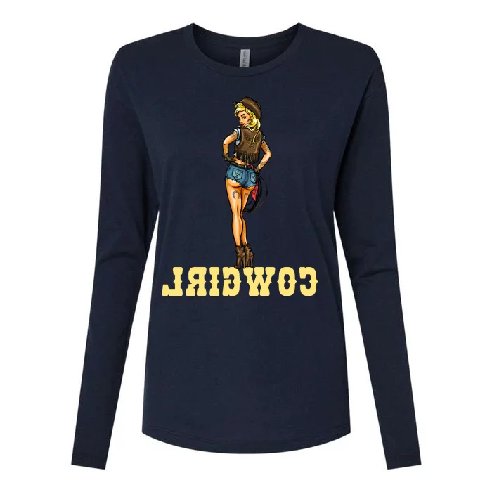 Reverse Cowgirl Sexy Lady Logo Womens Cotton Relaxed Long Sleeve T-Shirt