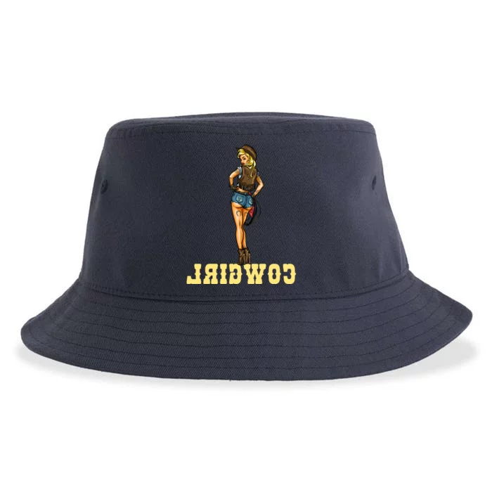 Reverse Cowgirl Sexy Lady Logo Sustainable Bucket Hat