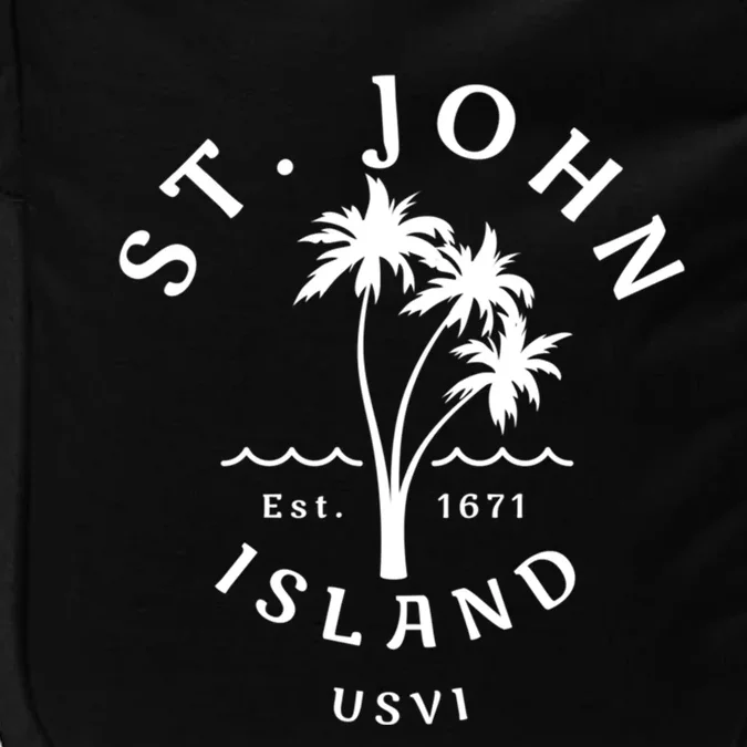 Retro Cool St John Usvi Beach Palm Tree Novelty Souvenir Gift Impact Tech Backpack