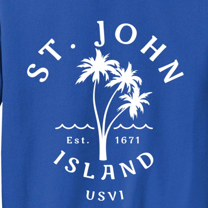 Retro Cool St John Usvi Beach Palm Tree Novelty Souvenir Gift Tall Sweatshirt