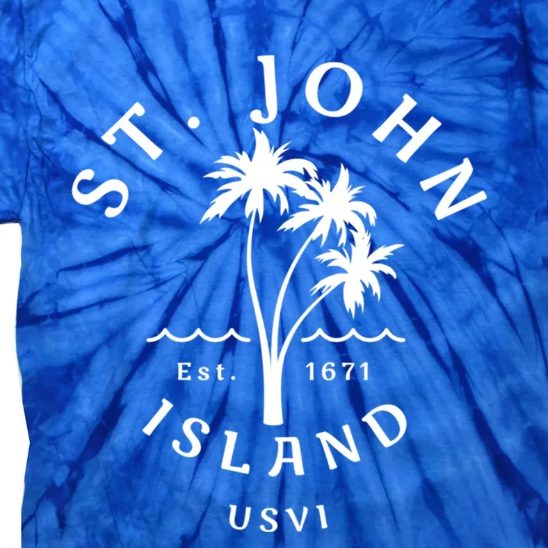 Retro Cool St John Usvi Beach Palm Tree Novelty Souvenir Gift Tie-Dye T-Shirt