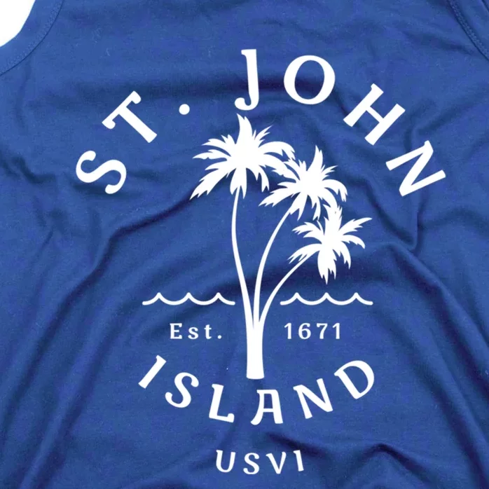 Retro Cool St John Usvi Beach Palm Tree Novelty Souvenir Gift Tank Top