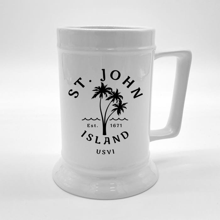 Retro Cool St John Usvi Beach Palm Tree Novelty Souvenir Gift Front & Back Beer Stein