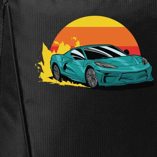 Race Car Sunset City Backpack