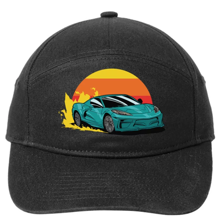 Race Car Sunset 7-Panel Snapback Hat