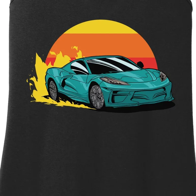 Race Car Sunset Ladies Essential Tank