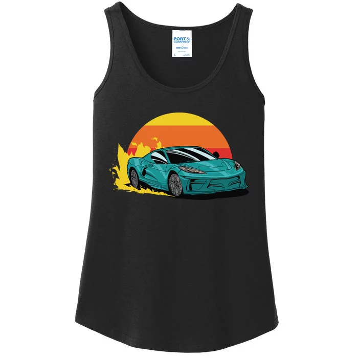 Race Car Sunset Ladies Essential Tank