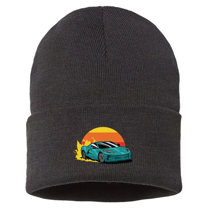 Race Car Sunset Sustainable Knit Beanie