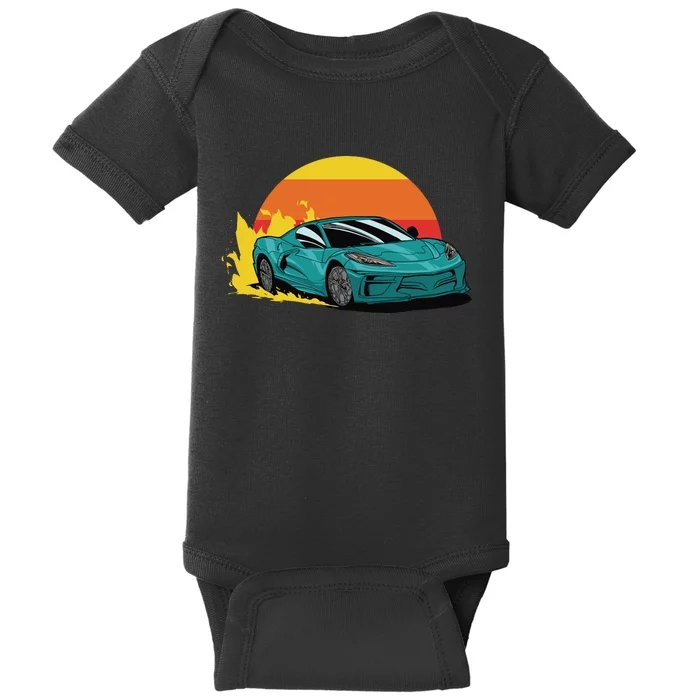 Race Car Sunset Baby Bodysuit