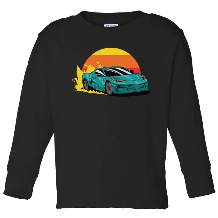 Race Car Sunset Toddler Long Sleeve Shirt