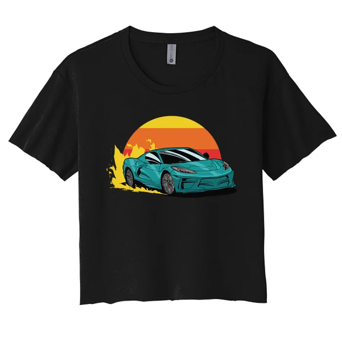 Race Car Sunset Women's Crop Top Tee