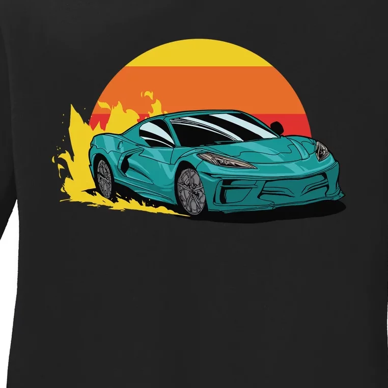 Race Car Sunset Ladies Long Sleeve Shirt