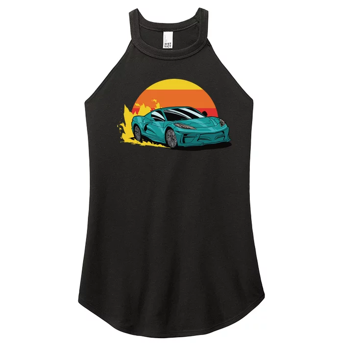 Race Car Sunset Women’s Perfect Tri Rocker Tank