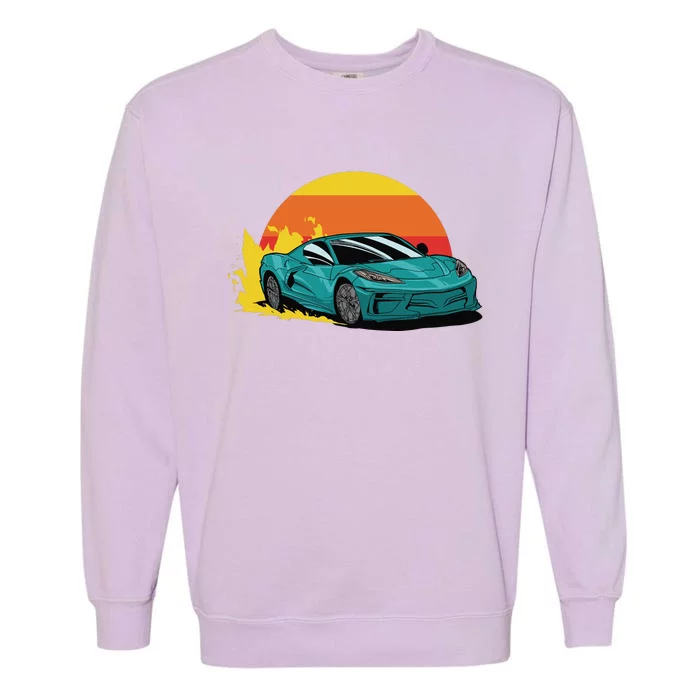 Race Car Sunset Garment-Dyed Sweatshirt