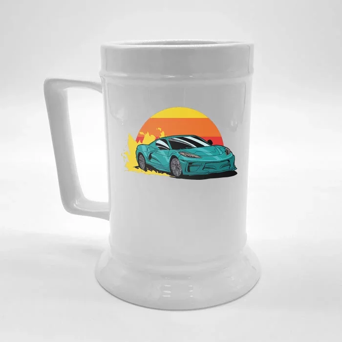 Race Car Sunset Front & Back Beer Stein