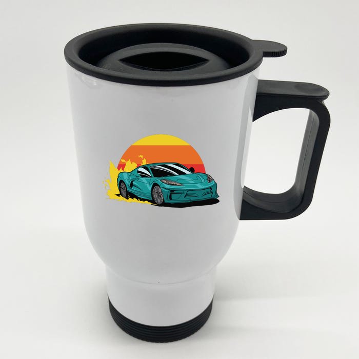 Race Car Sunset Front & Back Stainless Steel Travel Mug