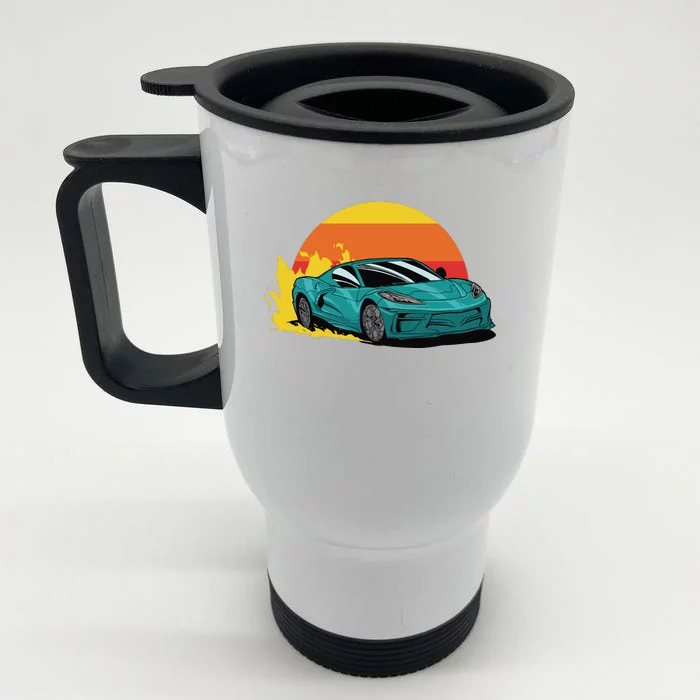 Race Car Sunset Front & Back Stainless Steel Travel Mug