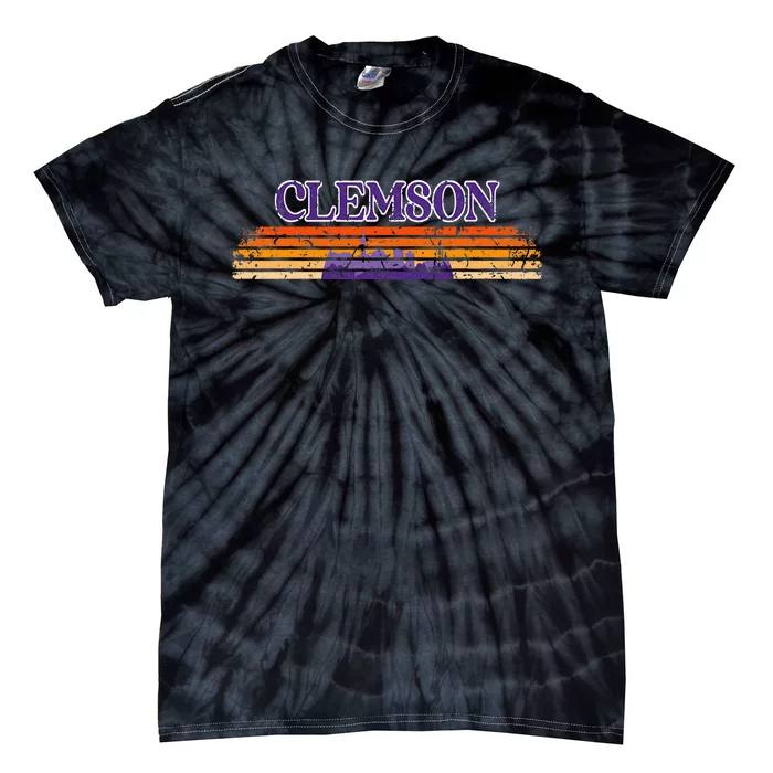 Retro Clemson SC 80s Grunge Vintage Tie-Dye T-Shirt