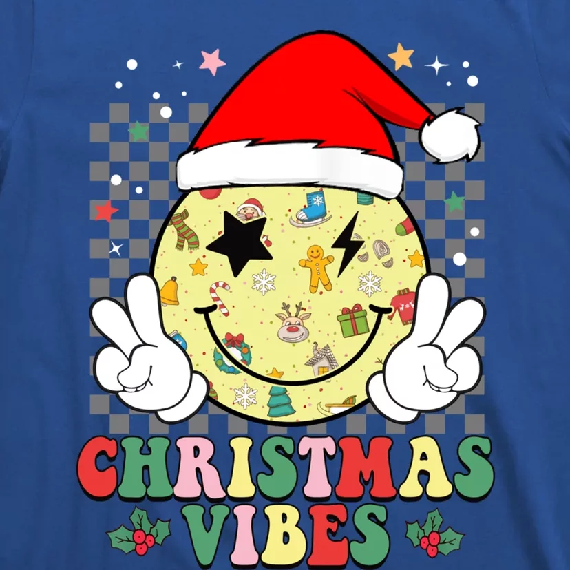 Retro Cute Santa Claus Smile Face Christmas Vibes Xmas Gift T-Shirt