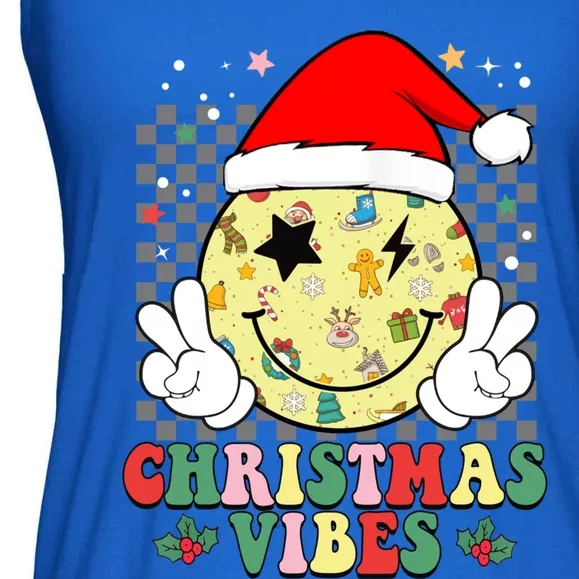 Retro Cute Santa Claus Smile Face Christmas Vibes Xmas Gift Ladies Essential Flowy Tank