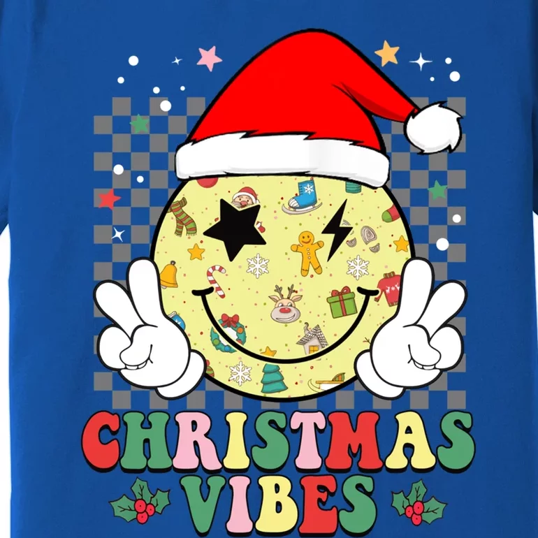 Retro Cute Santa Claus Smile Face Christmas Vibes Xmas Gift Premium T-Shirt