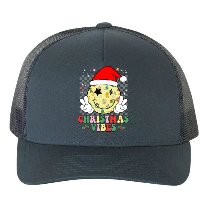 Retro Cute Santa Claus Smile Face Christmas Vibes Xmas Gift Yupoong Adult 5-Panel Trucker Hat