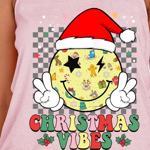 Retro Cute Santa Claus Smile Face Christmas Vibes Xmas Gift Women's Knotted Racerback Tank