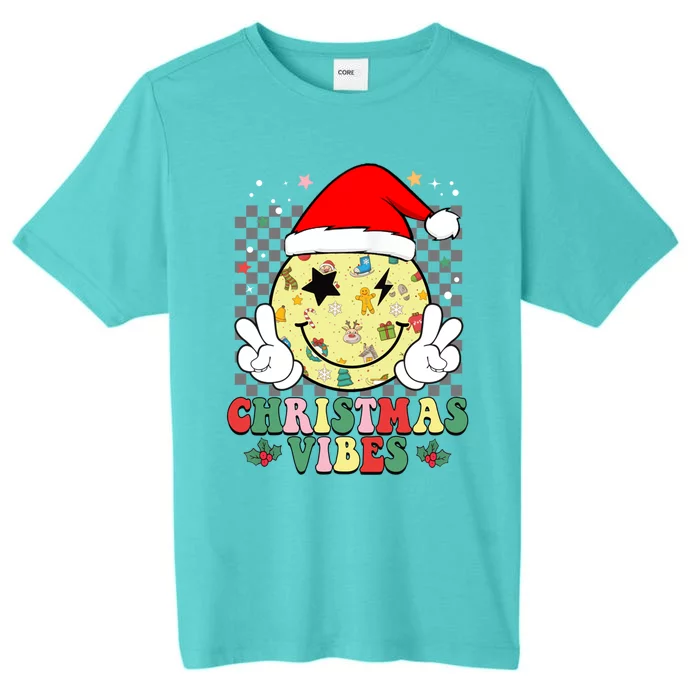 Retro Cute Santa Claus Smile Face Christmas Vibes Xmas Gift ChromaSoft Performance T-Shirt