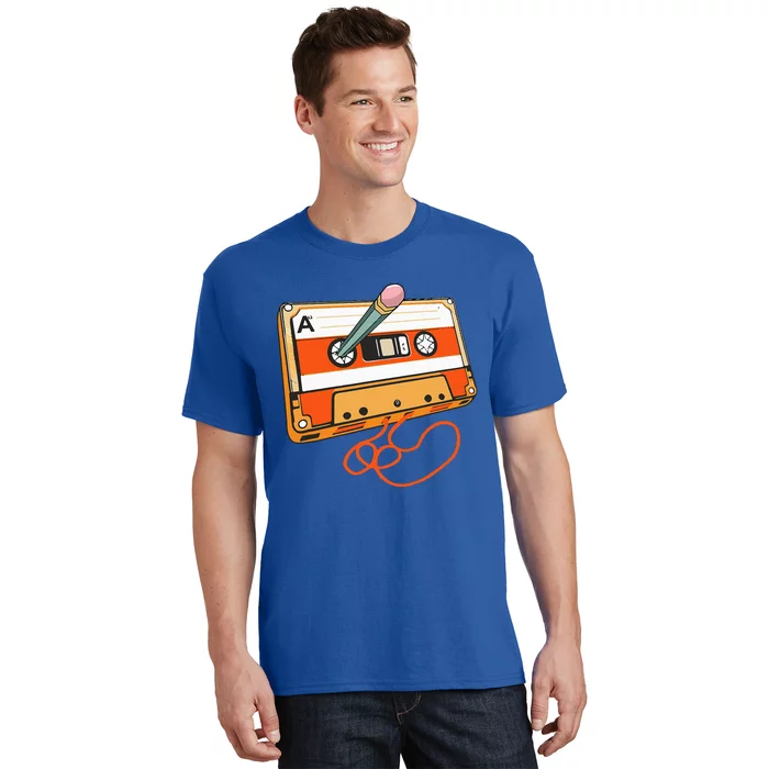 Retro Cassete Tape Pencil 80s Throwback 1980s Vintage Music T-Shirt