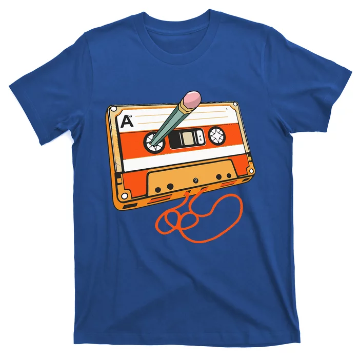 Retro Cassete Tape Pencil 80s Throwback 1980s Vintage Music T-Shirt