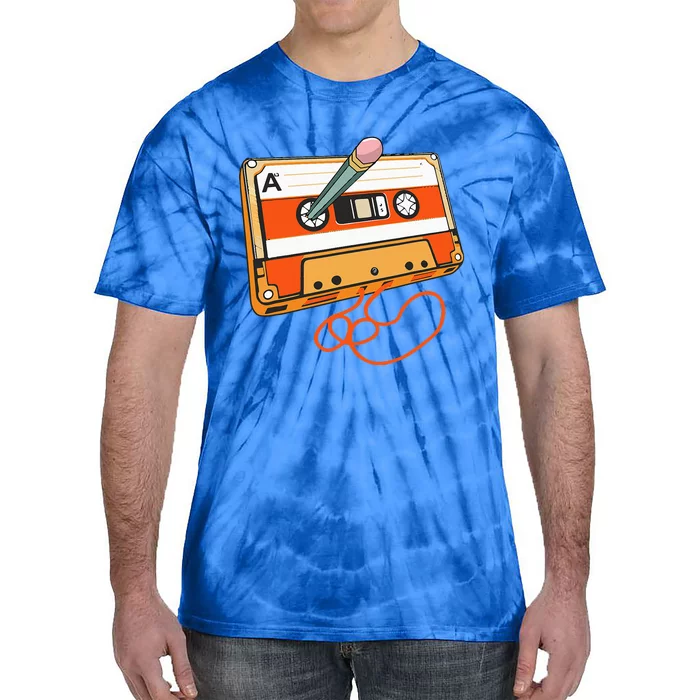 Retro Cassete Tape Pencil 80s Throwback 1980s Vintage Music Tie-Dye T-Shirt