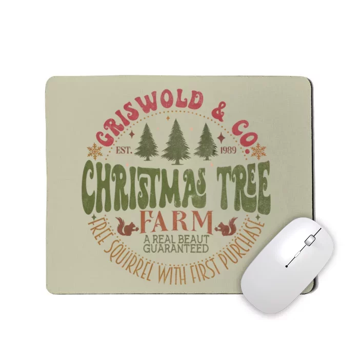 Retro Christmas Tree Farm Funny Holiday Vibes Mousepad