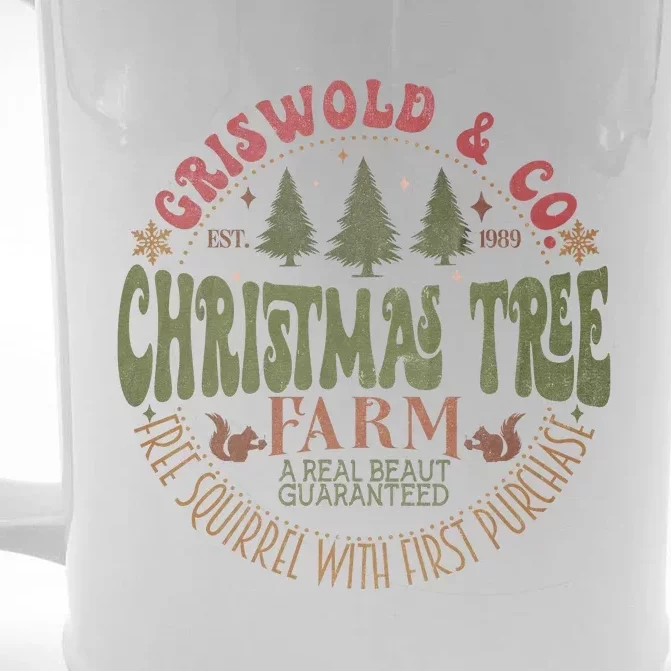 Retro Christmas Tree Farm Funny Holiday Vibes Front & Back Beer Stein