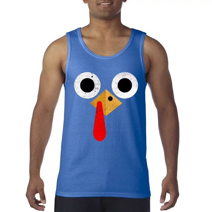 Retro Cute Turkey Face Thanksgiving Costume Gift Tank Top