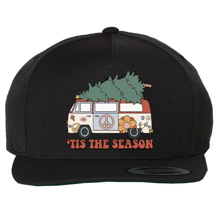 Retro Christmas Tis The Season Truck Christmas Tree Lights Wool Snapback Cap